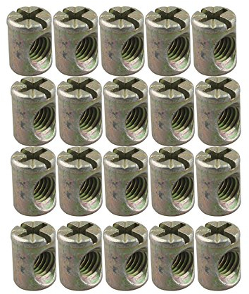 HALJIA 20 Stück M6 x 13 mm Barrel Muttern Dübel Schlitz Muttern für Möbel Bett Kinderbett Stühle