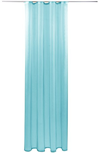 Gardine mit Kräuselband, Transparent Voile 140x145 cm (Breite x Länge) in türkis - Aqua, viele weitere Farben und Größen