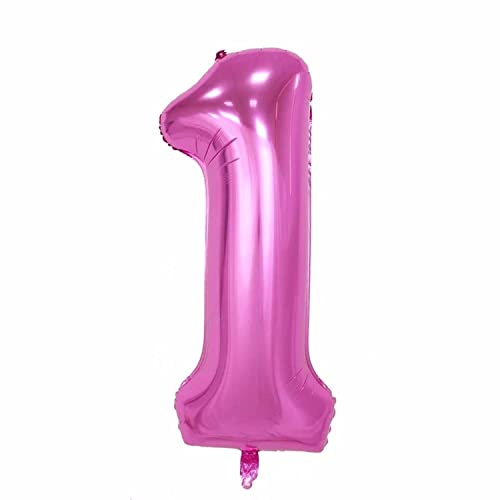 XL Folienballon Zahl 80 cm in Rosa Pink - für Luftbefüllung - für Geburtstag Hochzeit Party uvm - Ballon im Zahlen-Design Jubiläum Geschenk Luftballon Zahlenballon riesen 18 Nummer Deko (Zahl 1)