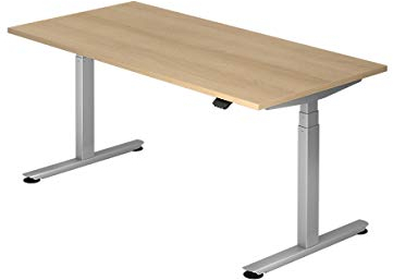 Hammerbacher Schreibtisch, elektrisch höhenverstellbar, Breite 1600 mm, Tischplatte Eiche | VXDLB16/E/S