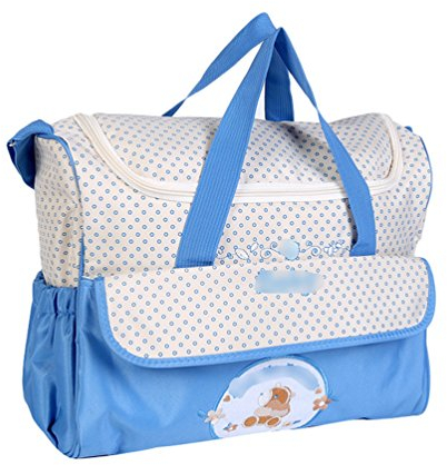 Jitong Lässige Windeltasche Pflegetasche für Baby Gestickte Mutter Handtasche Umhängetasche Wickeltasche (Blau, 38 * 18 * 30cm)