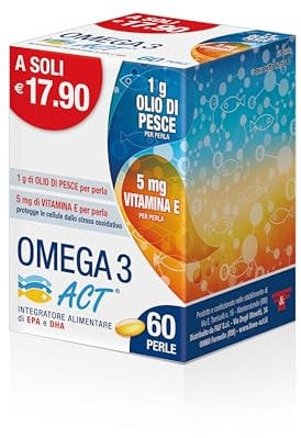 ACT Omega 3 con 1 Gr Olio di Pesce Rosso, 60 Perle, 82.5 Grammi