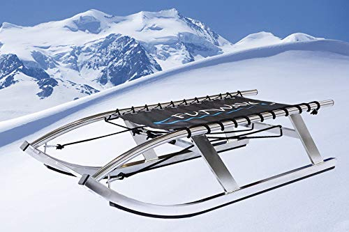 Funwave (Edelstahl Hochglanz Rodel Schlitten Bob Rodelgaudi Gaudirodel Rodelbahn für bis 2 Personen, für Zwei, bis 160 Kg belastbar, Präzise Spurtreue, Sitzkomfort und Robust