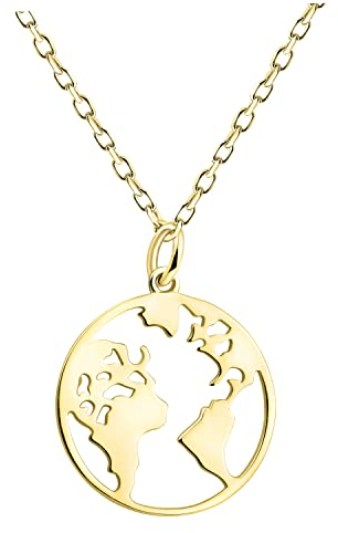 Sofia Milani - Damen Halskette 925 Silber - vergoldet/golden - Globus Weltkarte - 50216