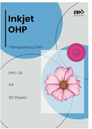 PPD 50 Sheets A4 Transparency Film Premium Inkjet OHP