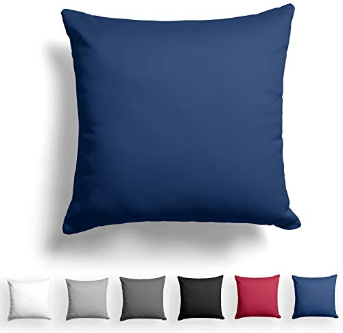Alreya Mako Satin Kissenbezug 50 x 50 cm - 100% Baumwolle mit YKK Reißverschluss, Superweicher Kopfkissenbezug, Kissenhülle, Oeko-TEX® Standard Zertifiziert, Blau, nur Kissenbezug