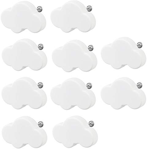 SaiKer Möbelknopf Kinderzimmer, 10 Stück Möbelknöpfe Schubladengriffe Möbelgriff Schubladenknöpfe Möbelknäufe Kinderzimmer Klein Wolkenform für Schränke, Schubladen (White)