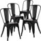 BenyLed Juego de 4 Sillas de Comedor de Metal Apilables, Estilo Vintage Industrial, Apto para Uso en Interiores y Exteriores, Silla de Jardín en Casa, Negro