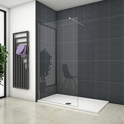 Walk In Parete Fissa Vetro 8mm Temperato Trasparente Anticalcare 50x200cm Barra Stabilizzatrice regolabile e snodabile da 73-120cm e telaio finitura cromato lucido
