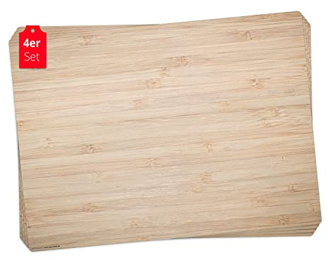 Tischset | Platzset abwaschbar - Bambus Optik - aus erstklassigem Vinyl (Kunststoff - BPA-frei) - 4 Stück - rutschfeste Tischunterlage mit zeitlosem Design - Tischmatte - Made in Germany