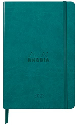 RHODIA 194129C – Wochenplaner Webplanner 2023 Pfau – A5 14,8 x 21 cm – Gitter für vertikales Terminkalender, 160 Seiten, 90 g/m, fester Einband, Kollektion Rhodiatime