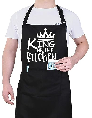 MH Home Aprons For Men Chef, Adjustable BBQ Grill, Novelty And Kitchen Apron With Pockets, Birthday, Thanksgiving, Christmas Cooking Gifts for Father, Husband & Friends
