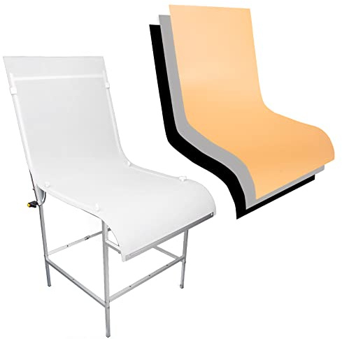 BOLLUMA Photography Shooting Table with 3 PVC Backdrops, 60x130cm / 24x51.2in Still Life Shooting Background Stand, Easy to Clean, Portable for E-Commerce Product Photo and Product Display