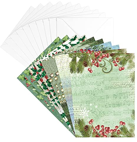 Ideen mit Herz Grußkarten-Set mit Umschlägen | 10 Motiv-Karten | blanko | bunt | neutral | Ideal für Weihnachtskarten | Din B6 (Weihnachtszweige)