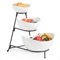 Miamolo Triple Ceramic Serving Bowl Set, Serving Tiered with Stand, Set of 3 Oval Bowls Set Perfect for Table Decoration Set Party Chip Rack Display Salad Bar Serving Set