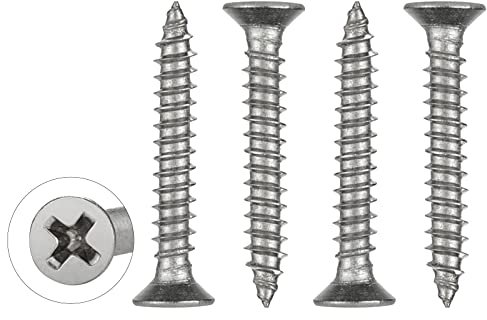 WELLOCKS Selbstschneidende Schrauben | M3 x 20mm | 50 PCS Edelstahl Schrauben Kit | Flacher Kopf Blechschrauben Holzschrauben Set | für Hausgemachte Reparatur Holzarbeiten Indoor Outdoor (D034320)