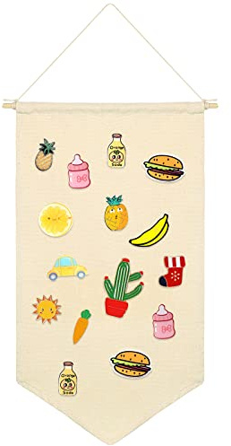Vin Beauty Wall Hanging Brooch Earring Jewelry Storage Display Canvas Pin Wall Display Banner Pin, Glitter Earring, Buttons, Patches, Badges Collection Organizer Holder Display Canvas Banner(White)