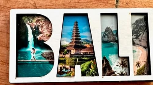 Generisch - Tropisch/Exotisch Kühlschrankmagnet - Souvenir Magnet - 1 Stück - 8 cm x 4 - Holz-Magnet - Rechteckig - Bali Motiv