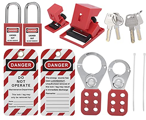 Ockout Tagout Kit, Electrical Lock Out Tag Out Kits Lockout Vorhängeschloss Vorhängeschloss, Elektrisches Lockout-Set mit Aufbewahrungstasche für Industrie, Schlösser und Zubehör