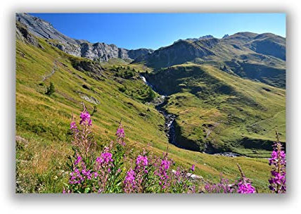 Kunstdruck auf leinwand Natur Landschaft Gemälde Alpen Blumen Wald Poster Panorama Wand Bilder für Wohnzimmer Wohnkultur 40x60cm Ohne Rahmen