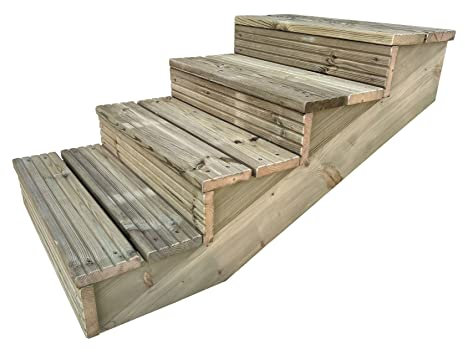 Arbor Garden Solutions decking step stringer kit, raised garden stairs (4 steps, 120cm width, natural finish)