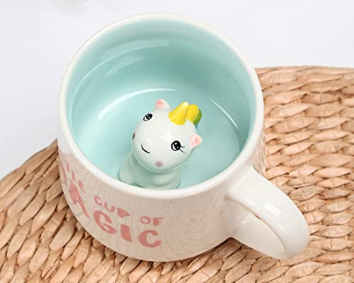 Biigming Tazza Unicorno Tazza Animali 3D Tazza da caffè in Ceramica Tazze Bambina 350ml con figurine di animati per Natale, compleanno, festa della mamma, regalo per amici(Unicorno)