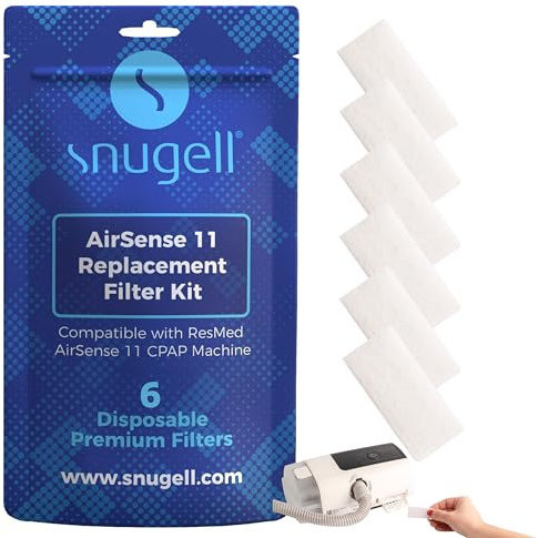 Disposable Replacement CPAP Airsense 11 Filters by Snugell | 6-pack | Premium Universal Filter for Resmed Airsense 11 Series | Hypoallergenic Universal Filters for Travel or Home Use