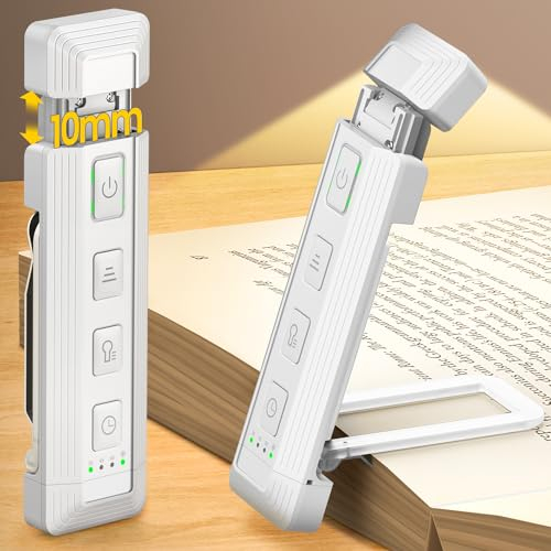 Glocusent Book Light, Reading Light with Extendable Flexible Light Head, 5 Enhanced Brightness, Sleep Aid & Timers, USB Rechargeable Reading Lights for Books in Bed, Ideal for Book Lovers