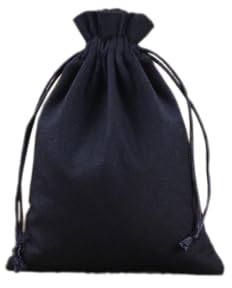 Lot de 5 sacs en coton avec cordon de serrage - Sacs de rangement en coton - Sacs à bijoux - Pour cosmétiques, bijoux, cadeau, noir, 15 x 20 cm