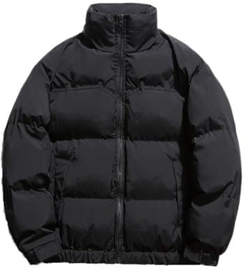 College Jacke Herren Casual Lose Farbabstimmung Baumwolle Jacke Herren Plus Langarm Verdicken Warm Winterjacke Herren Jugend All-Match Paar-Outfit Kältejacke Herren B-Black1 XL