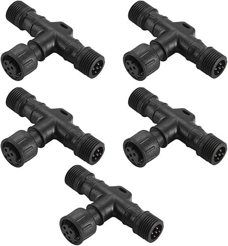 5PCS Wasserdicht 5Pin T-Verbindungsstück,IP67 wasserdicht für RGBWW LED Bodeneinbauleuchten