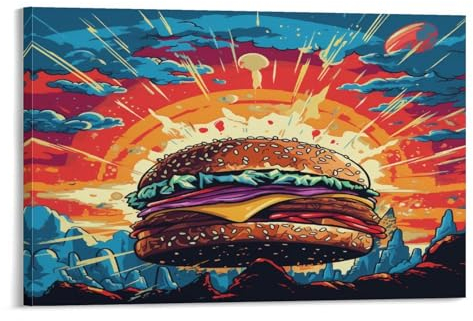 KeAan Hamburger Leinwanddruck Kunstdruck, Poster, Für Büro, Schlafzimmer, Cafe, Dekoration Mit 20x30inch(50x75cm)