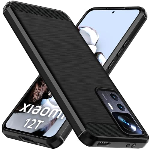 ivoler Silikon Hülle für Xiaomi 12T 5G / Xiaomi 12T Pro 5G, [Militärischer Schutz] Stoßfest Handyhülle, Dünne Weiche Flexible TPU Kratzfest Schutzhülle Anti-Fingerabdruck Case Cover, Schwarz