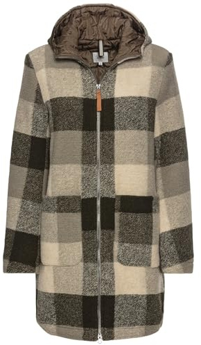 camel active 310470-4R09 Veste pour Femme, Kaki à Carreaux, 46