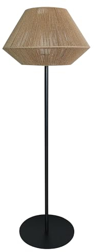 Lampadaire sans fil pied metal LED blanc et multicolore dimmable DARSON en corde de jute H151cm avec télécommande