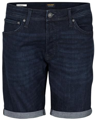 JACK & JONES Jeans Shorts Herren Stretch Kurz Regular Fit JJIRICK Kurze Hosen Bermuda Shorts Sommer Denim Einfarbig, Größe:S, Farbe:Blue Denim (AM 138)