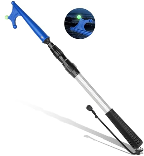 SAN LIKE Bootshaken Teleskop 1.4M, Telescopic Boat Hook Floating Durable Rust-Resistant with Luminous Bead Sturdy Lightweight No Slips Push Pole, Teleskop-Bootshakenstange Silver