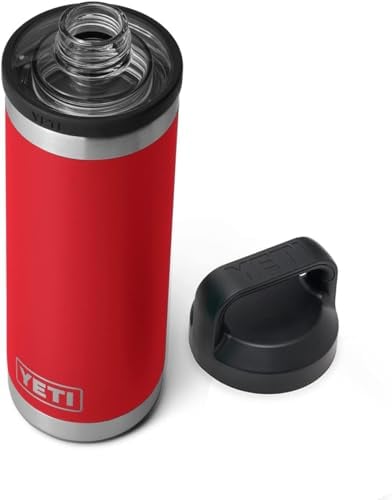 YETI Rambler Bottle Chug, Vaccum Insulated Stainless Steel Bottle with Leakproof Chug Cap, Rescue Red, 18 oz (532 ml)