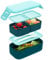 Bugucat Bento Lunch Box 1300ML,2 in 1 Stackable Lunch Box Bento Boxes,2 Layer 3 Compartments Leak Proof Lunchbox for Adults Kids,Snack Box Lunch Box with Compartments for School Office Camping Blue