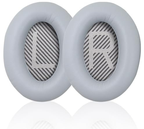 Cuscinetti auricolari di ricambio per cuffie Bose QuietComfort 35 (QC35) e Quiet Comfort 35 II (QC35 ii), con imbottitura in pelle morbida, colore grigio