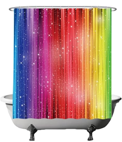 Ulticool Duschvorhang - Regenbogen Rainbow - 180 x 180 cm – Valentinstag für ihn/sie - Waschbar – Anti Schimmel - Wasserdicht - mit 12 Ringe