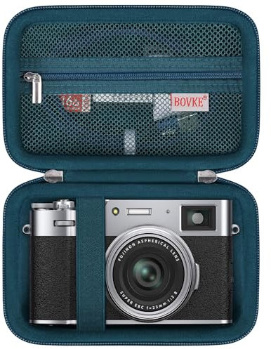 BOVKE Carrying Case Compatible with Fujifilm X100VI / X100V Digital Camera, Extra Mesh Pocket for Charging Cables, Blue