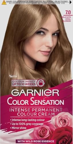 Garnier Color Sensation 7.0 Delicate Opal Blonde Hair Dye Permanent Up to 100% grey coverage Intense, a lunga durata, colore biondo per capelli con specchio x 2 (confezione da 2)