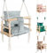 Babyschaukel Kinderschaukel Holz Stoff Babysitz Baby Schaukel zum Aufhängen 3 in 1 (Simple_Grau)