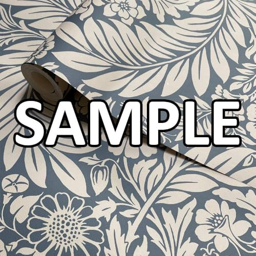 World of Wallpaper Florence Leaf Floral Wallpaper Sample - Living Room, Lounge, Bedroom, Hallway, Feature Wall Paper Blue/Cream 726 Sample