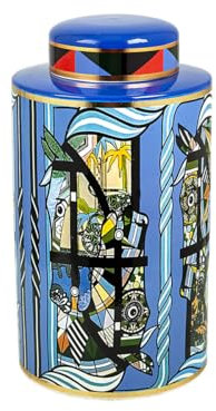 Romimex Mehrfarbige Dose aus Porzellan, 21 x 40 x 21 cm