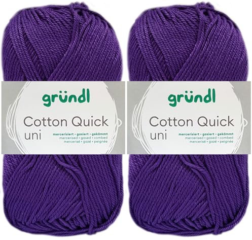 2x50 Gramm Gründl Cotton Quick Häkelgarn aus 100% Baumwolle 109 Pflaume