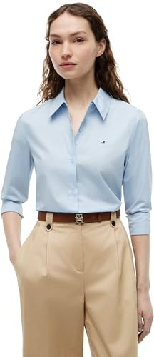 Tommy Hilfiger Damen Hemd Poplin Regular mit Spitzkragen