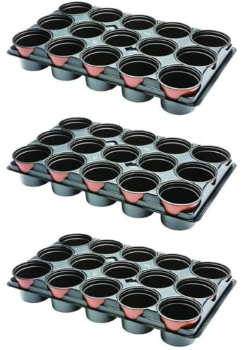 Pack of 3 - Professional Shuttle Tray with 15 x 10.5cm Pots - Perfect for Garden Greenhouse Seedling Cuttings Seed Growing