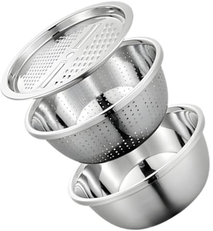 PRETYZOOM Colador y Cortador Inoxidable Tazón Para Rallador Multifuncional Para Cocina